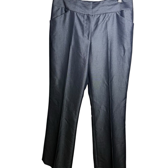 ANTONIO MELANI | Shiny Charcoal Wide Leg High Rise Pants | Sz 10 - Picture 1 of 6
